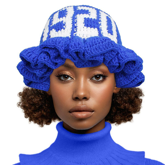 ZPB Sorority Blue Crochet Ruffle 1920 Bucket Hat
