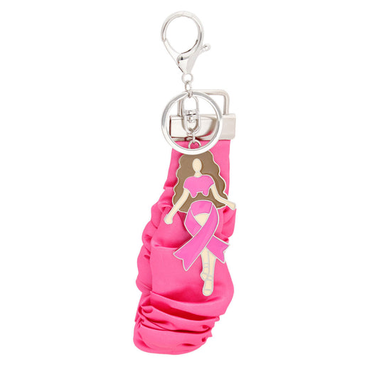 Breast Cancer Silver Pink Wristlet Woman Keychain