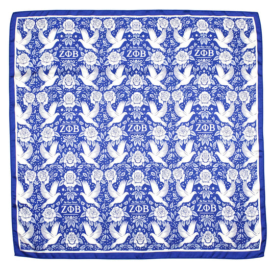 ZPB Blue and White Dove Square Sorority Scarf