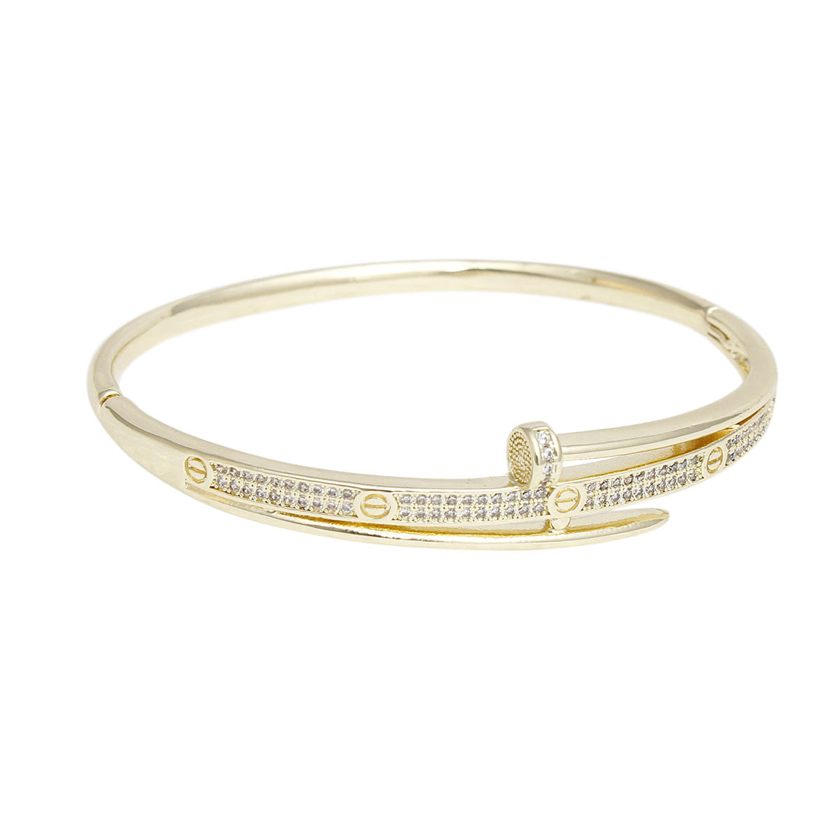 Bangle Sleek Iconic Love Luxe Pave Gold Bracelet