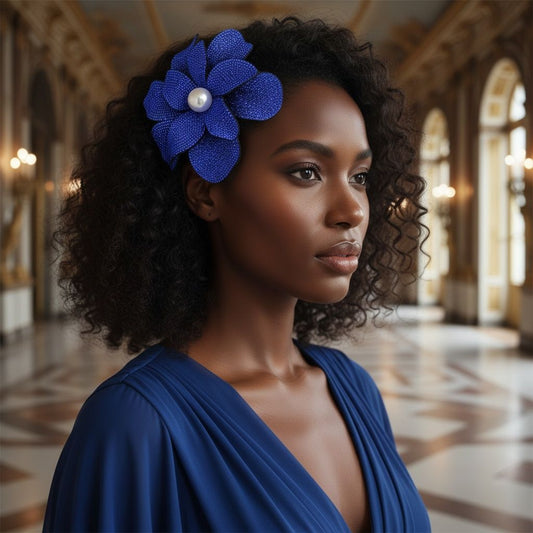 Brilliant Blue Blooming Flower Brooch Hair Clip