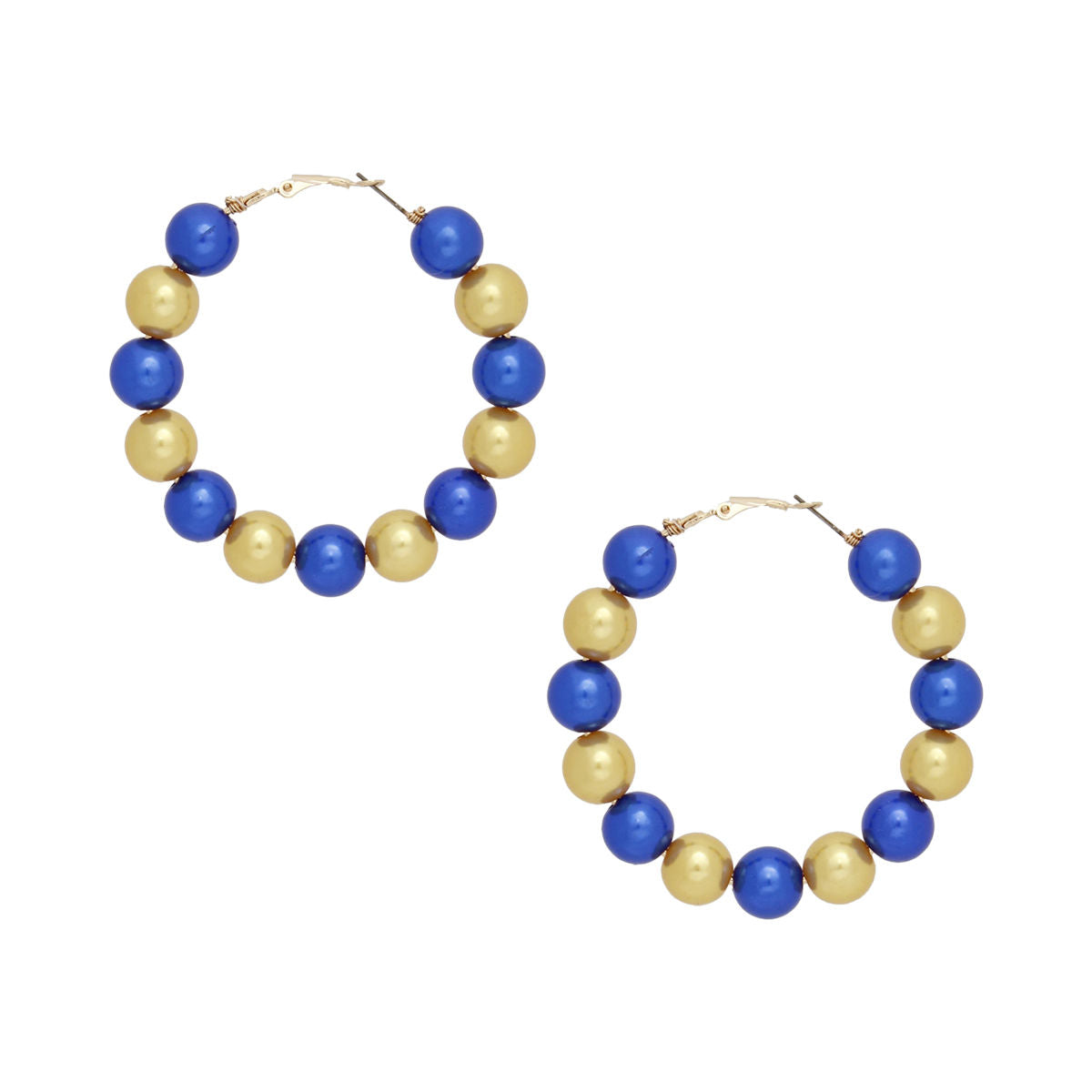 SGRHO Sorority Blue Gold 60mm Pearl Hoop Earrings