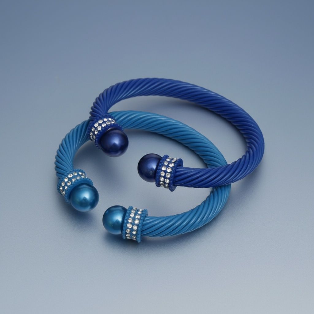 ZPB Zeta Amicae 2 Pcs Blue Thick Cable Bangles