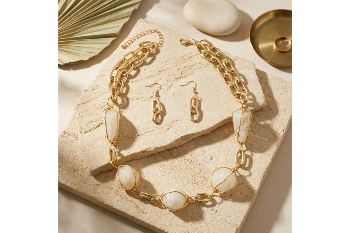 Ivory cage chunky bead necklace