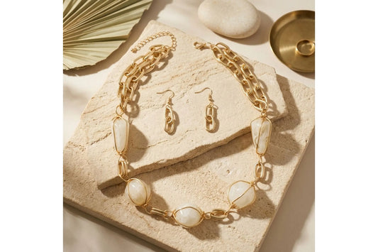 Ivory cage chunky bead necklace