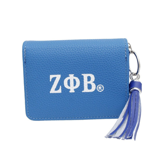 ZPB Sorority Blue Tassel Keychain Zipper Wallet
