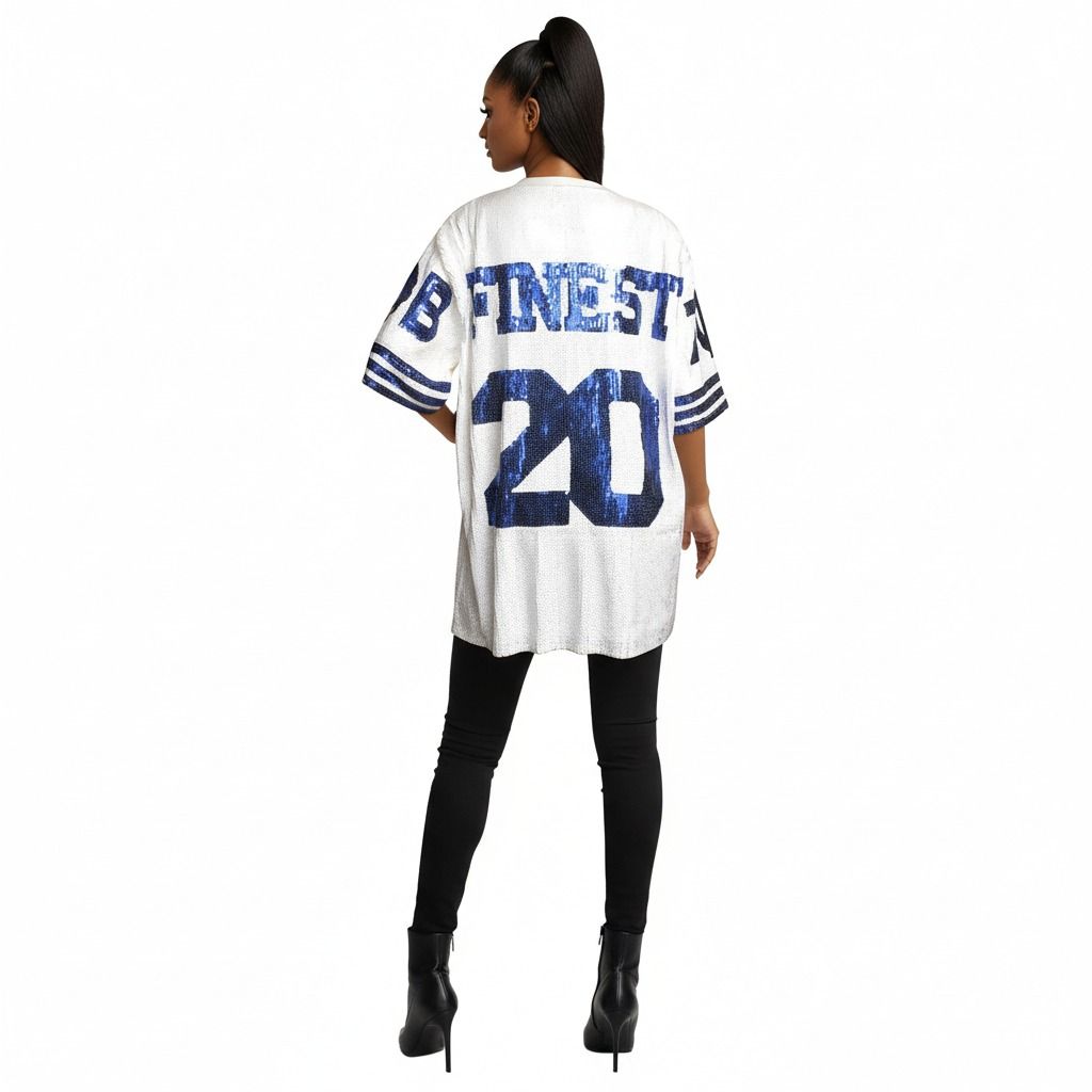 ZPB Sorority White Sequin Jersey Shirt for Women