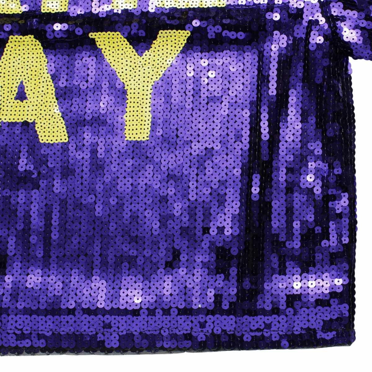 Jersey Purple Yellow Sequin GAME DAY Crop Top