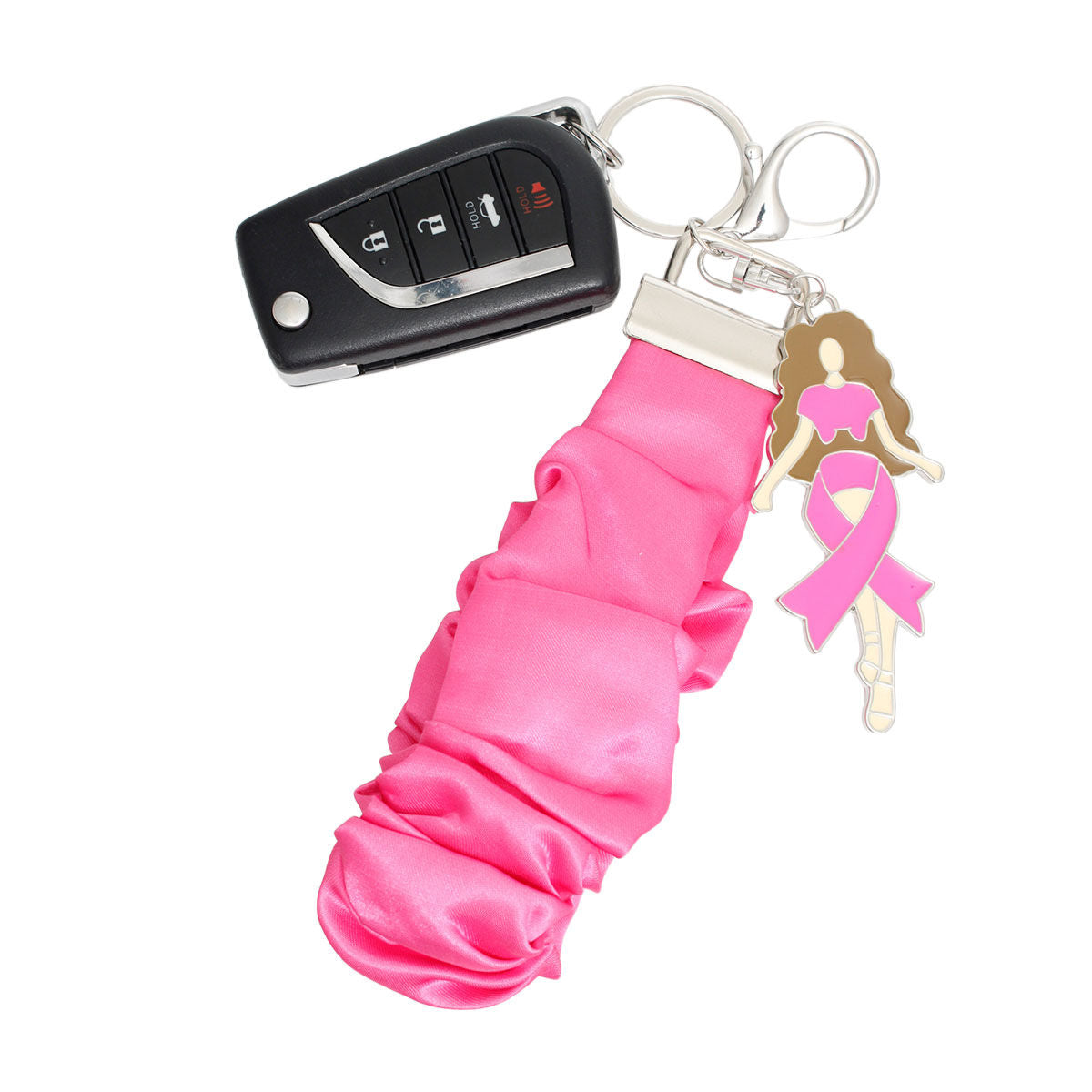 Breast Cancer Silver Pink Wristlet Woman Keychain