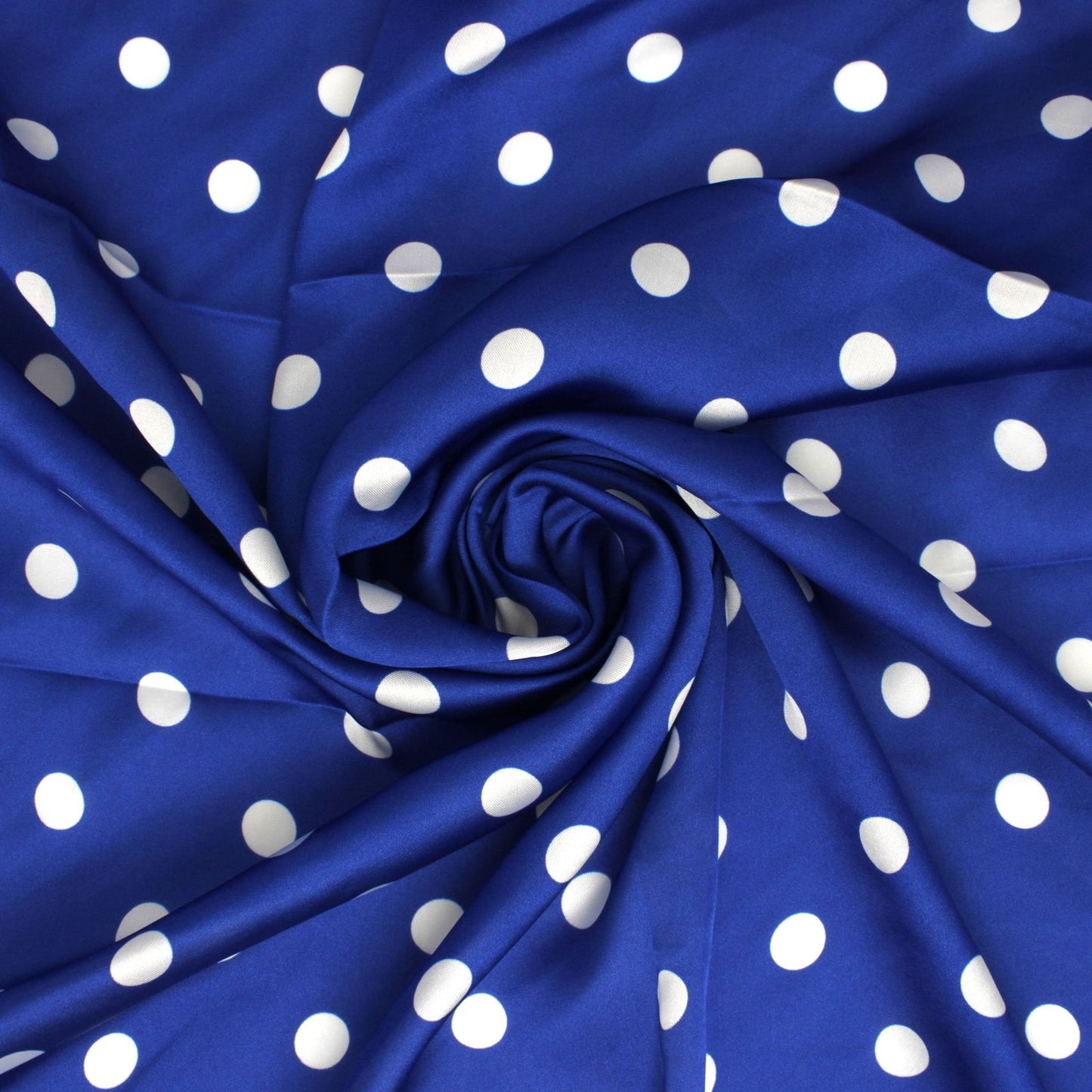 Blue and White Polka Dot Silky Square Scarf ZPB