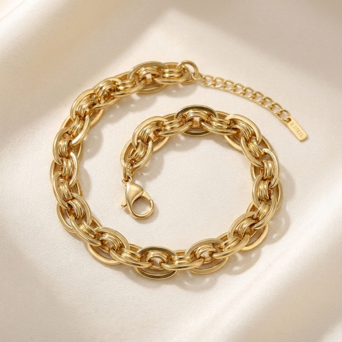 8mm Gold 18K Steel Handmade Chain Bracelet