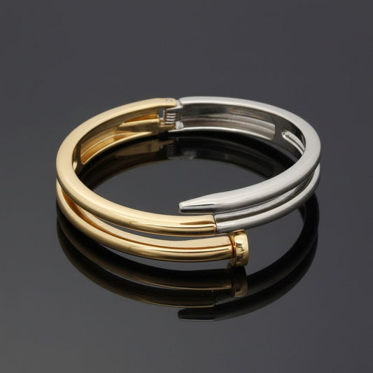 Bangle Mixed Metal Wrapped Nail Hinge Bracelet
