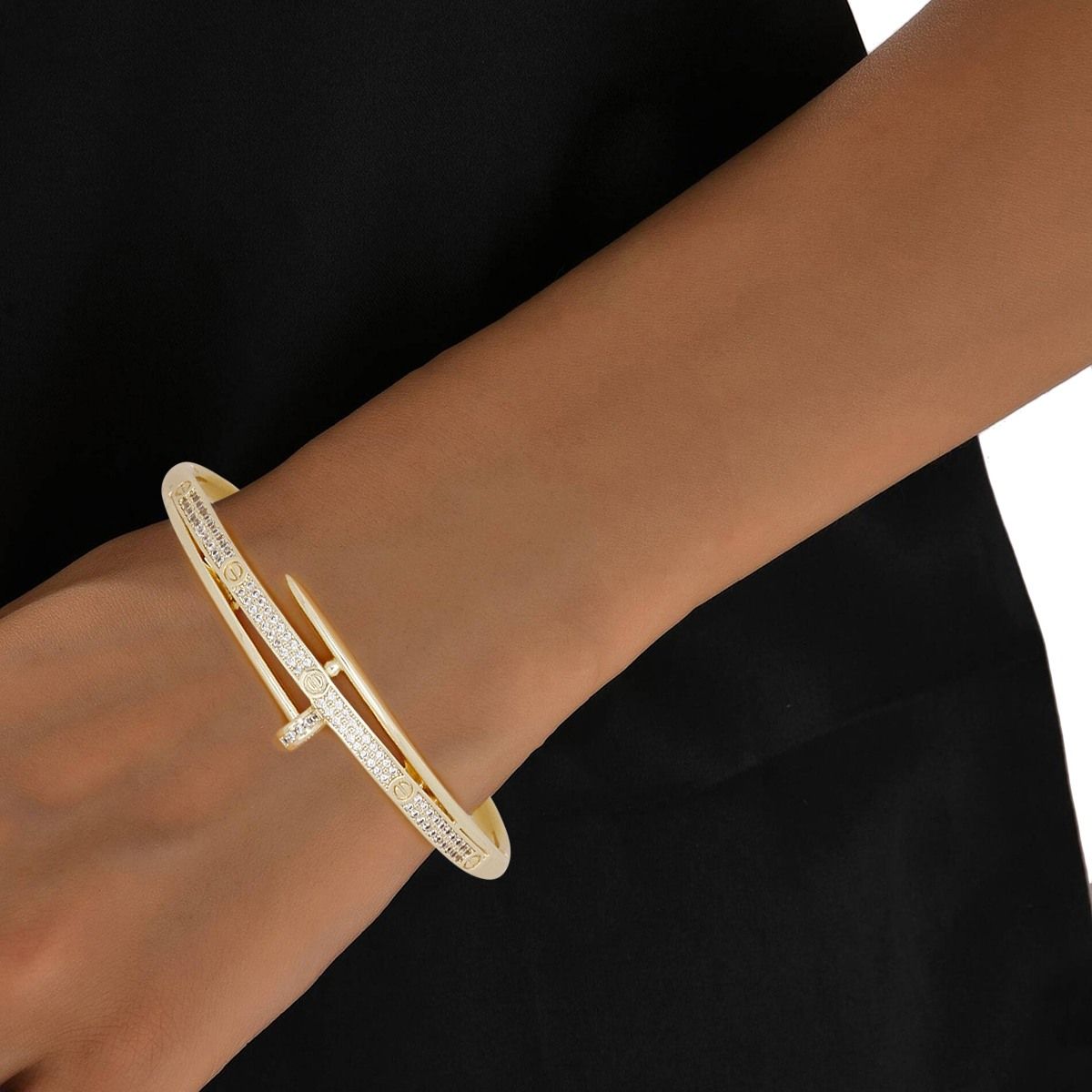 Bangle Sleek Iconic Love Luxe Pave Gold Bracelet