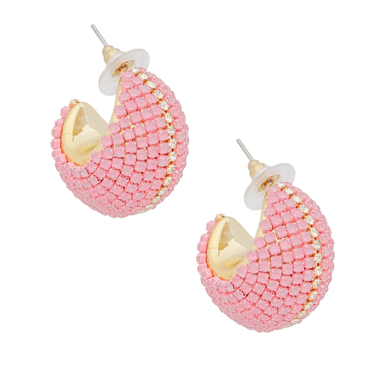 Hoop Trendy Pastel Pink Dazzling Wide Earrings