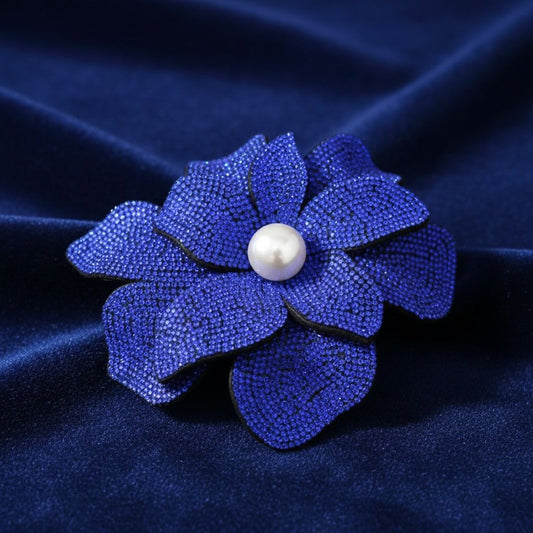Brilliant Blue Blooming Flower Brooch Hair Clip