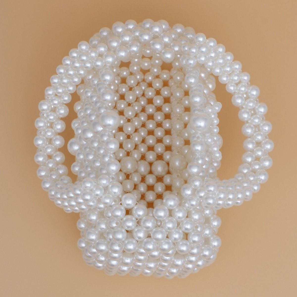 Barrel Bag Luminous Cream Pearl Woven Handbag