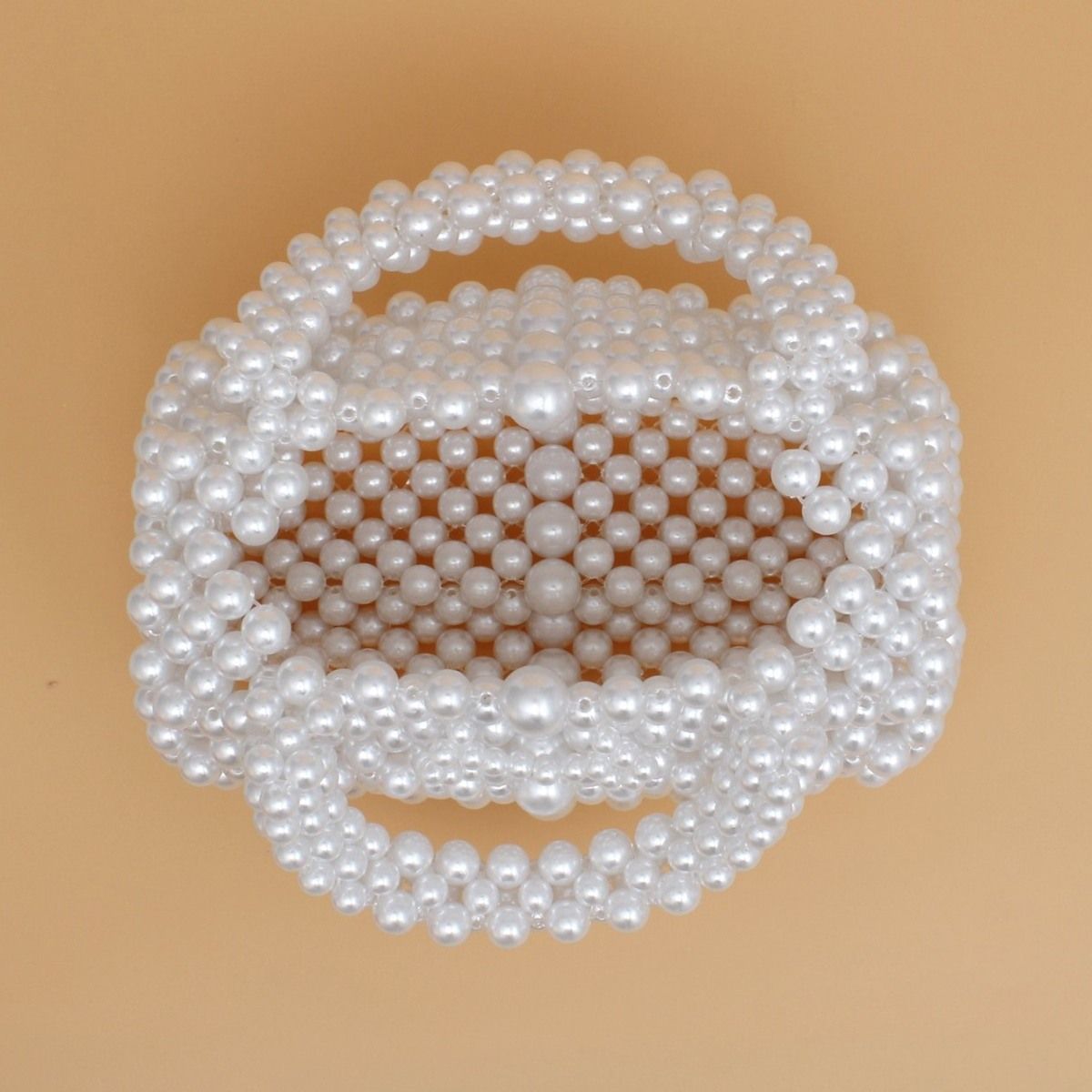 Barrel Bag Luminous White Pearl Woven Handbag