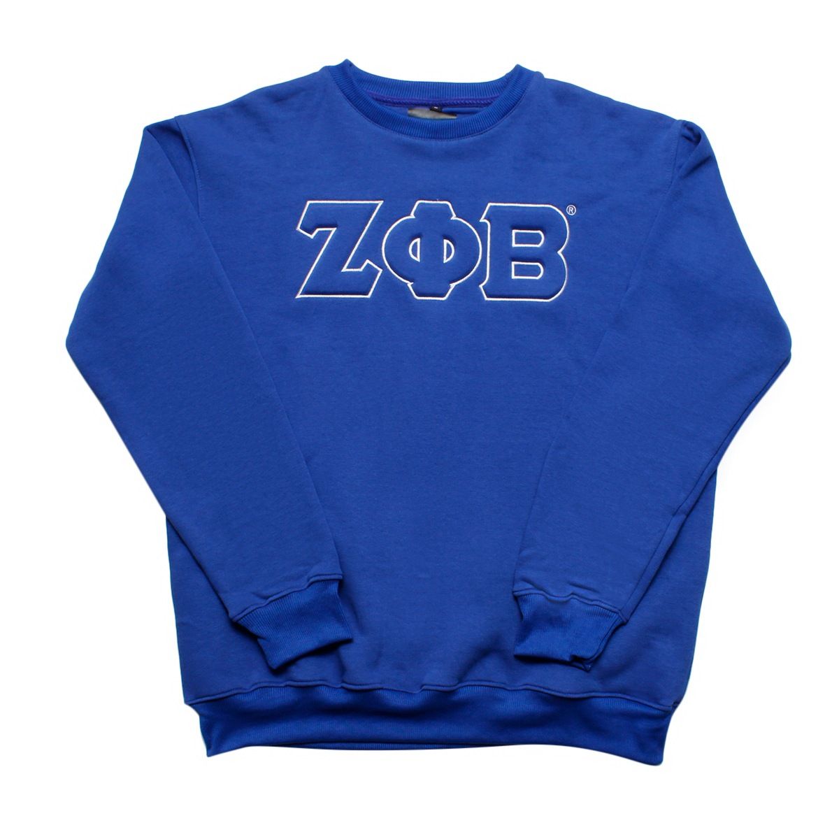 ZPB Greek Gear L Blue Embroidered Crew Sweatshirt