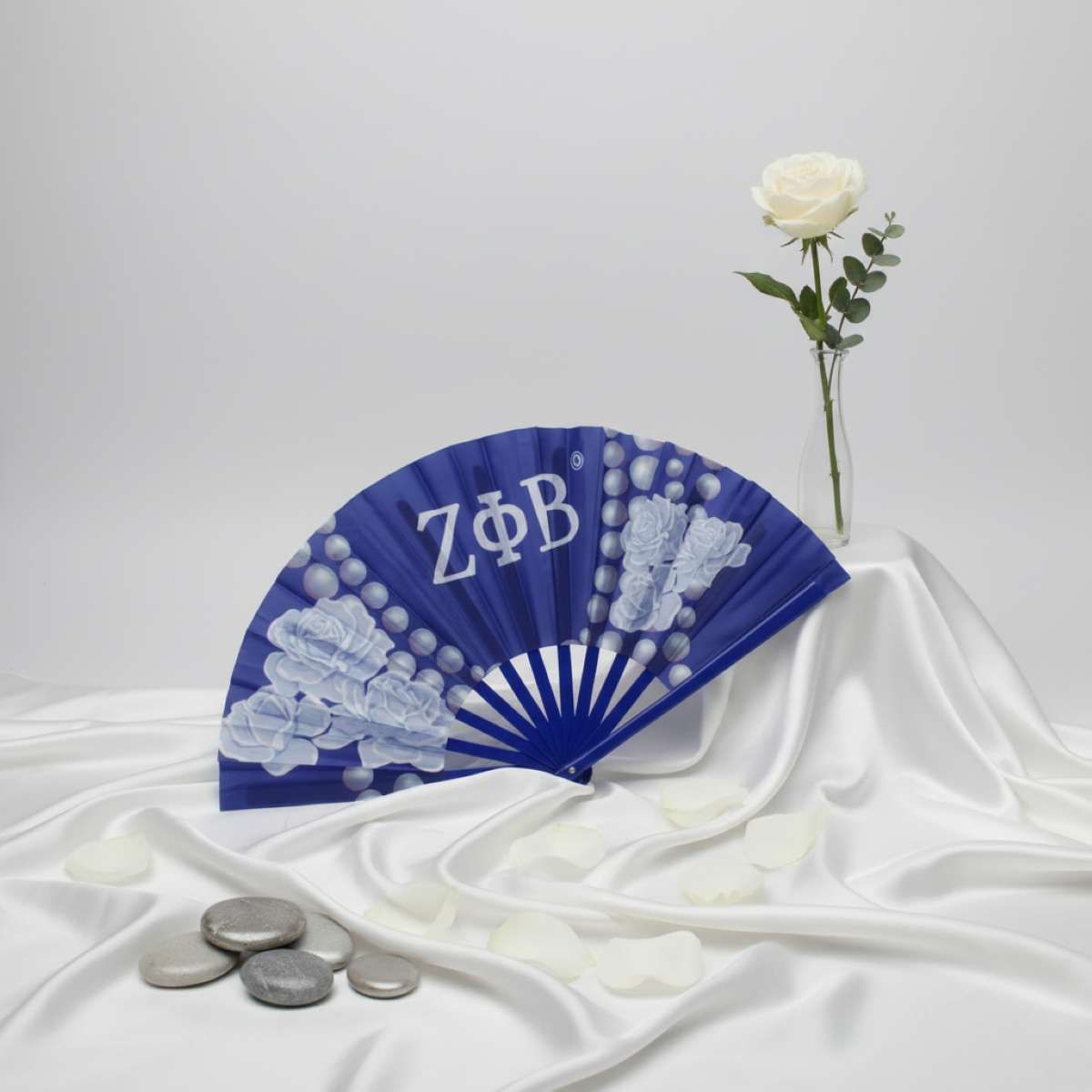 ZPB Sorority Large Floral Pearl Print Fabric Fan