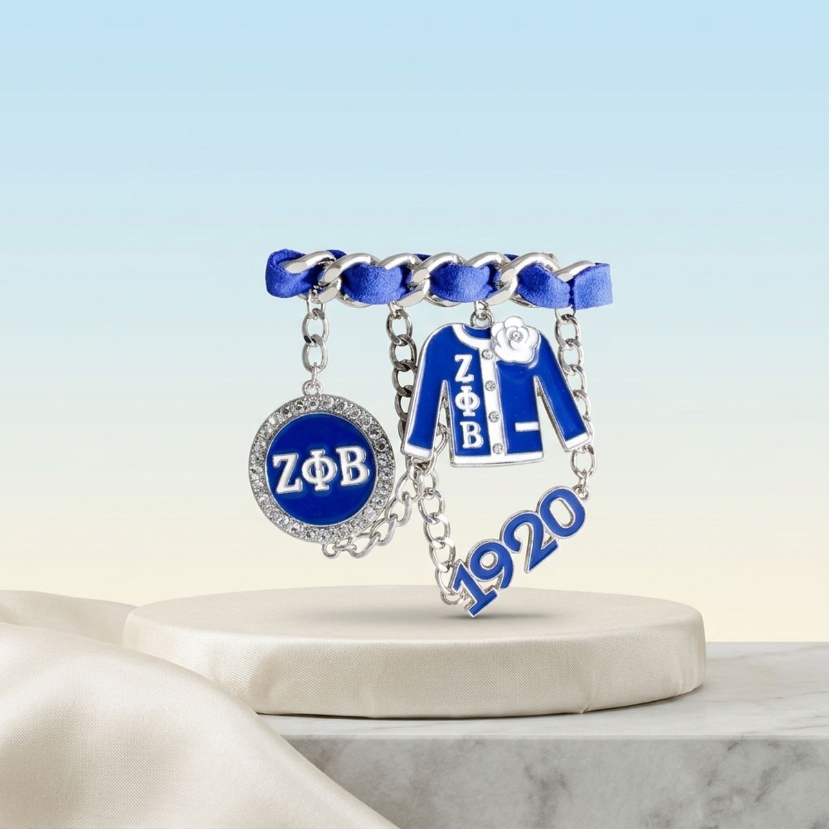 Zeta Phi Beta 1920 Ribbon Charm Brooch