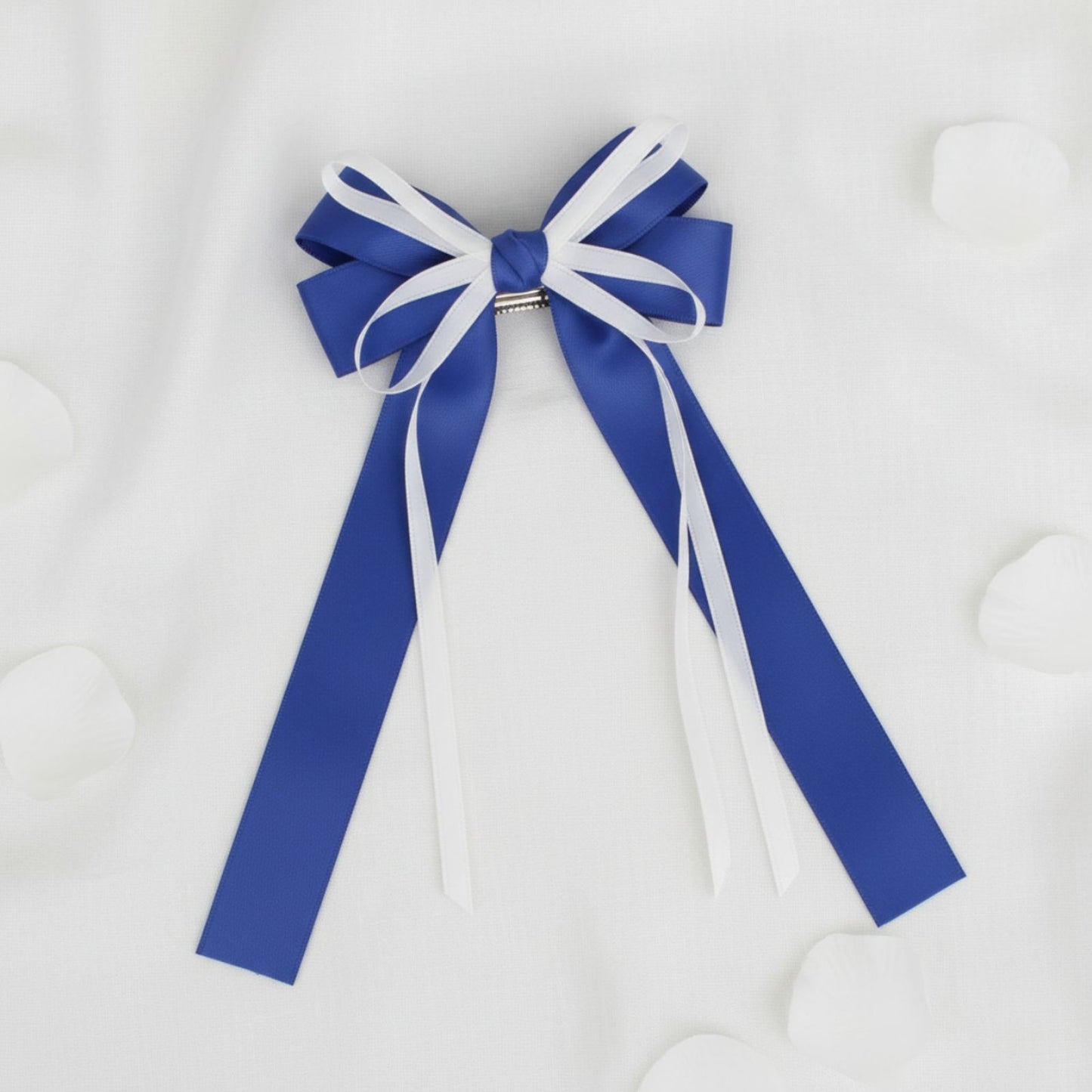 ZPB Merch Blue White Ribbon Hair Bow Clip